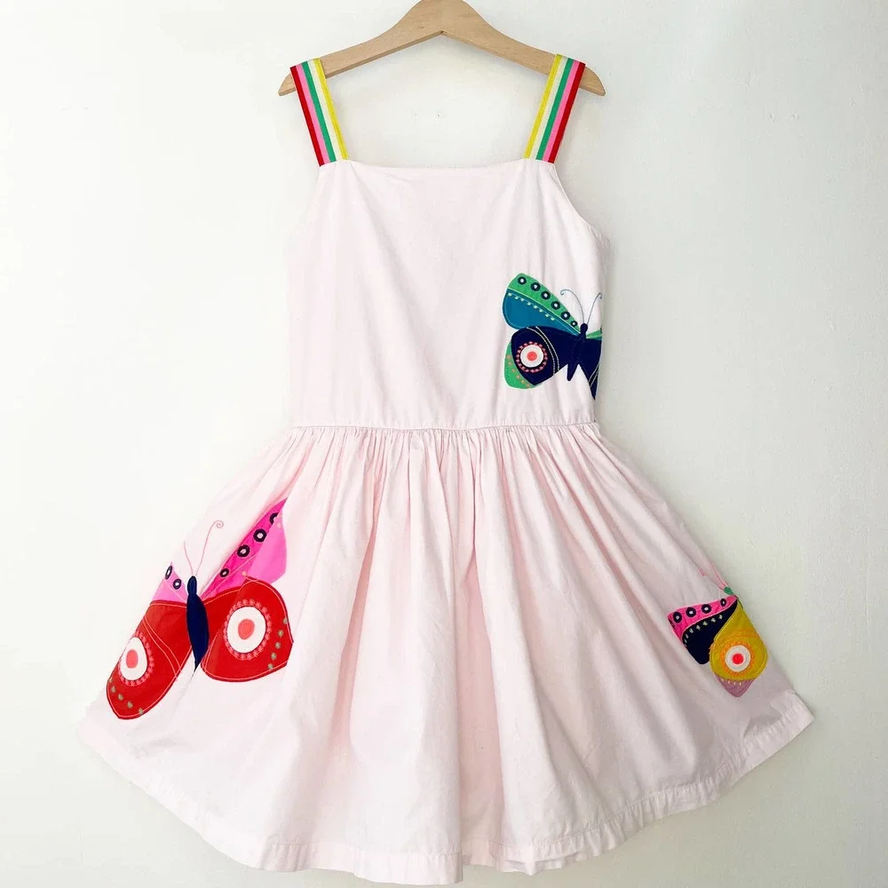 Mini Boden Pink Dress with Colorful Butterfly Design - Picture 2 of 11
